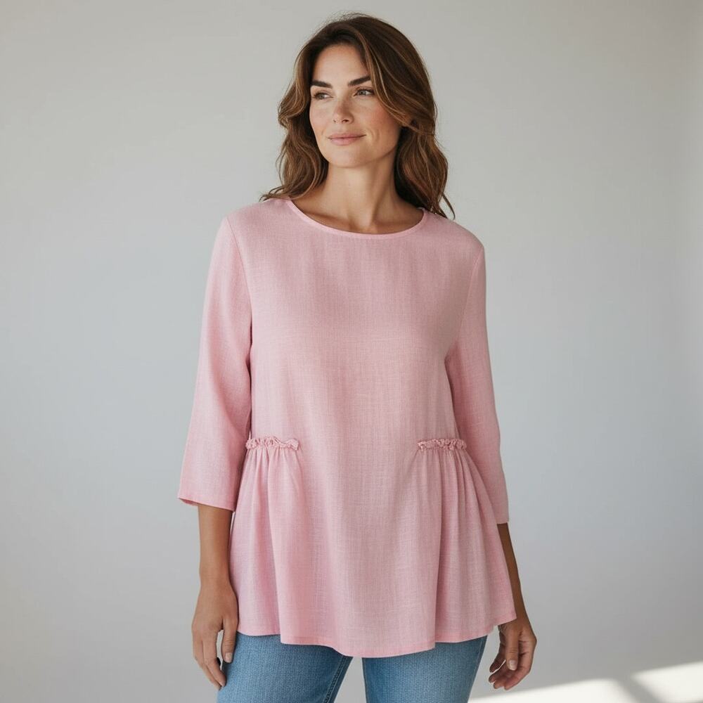 Bodil Vintage Pink Linen Tunic Top Size Small Flaw